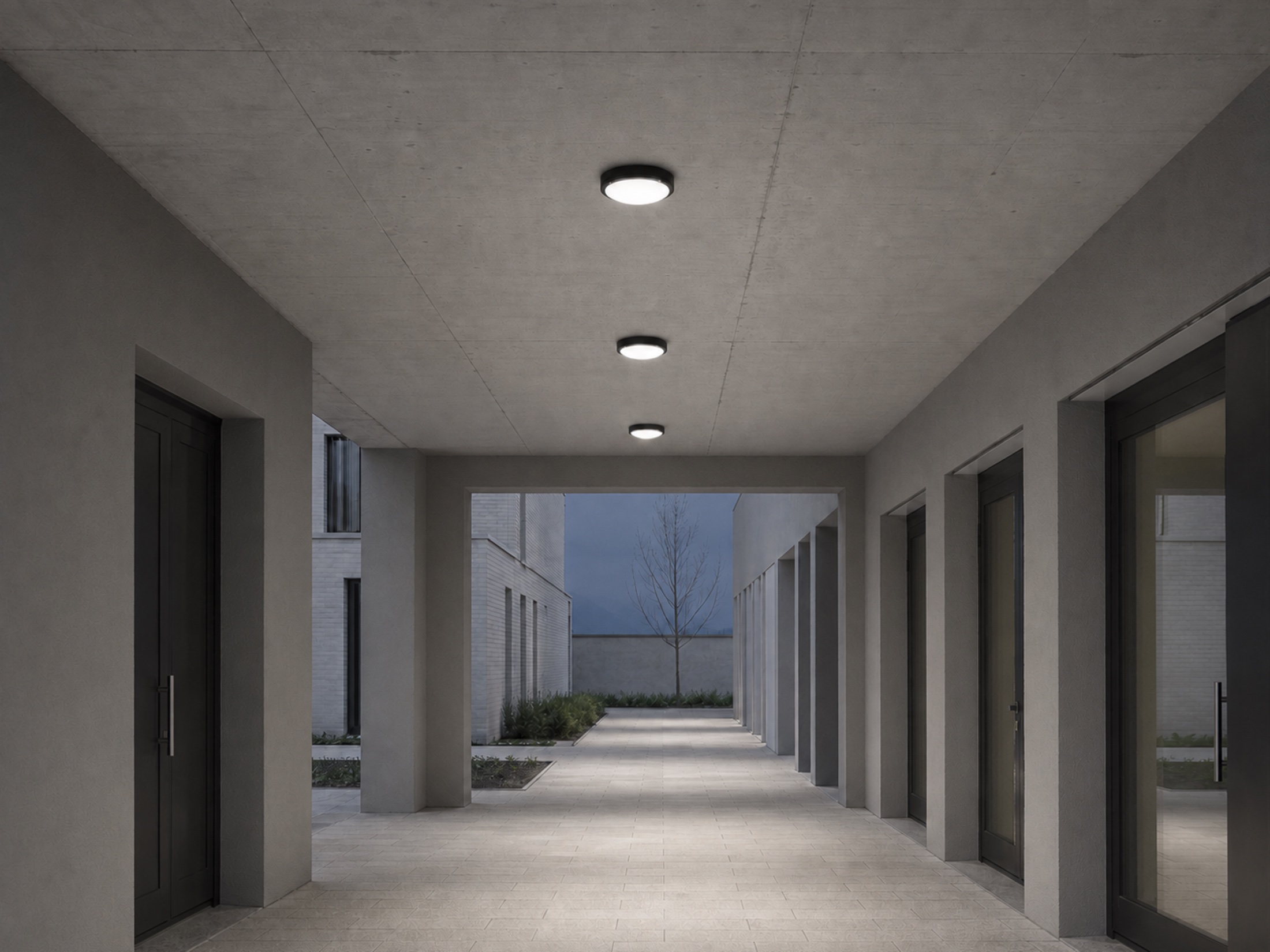 BH01 bulkheads used for covered circulation lighting