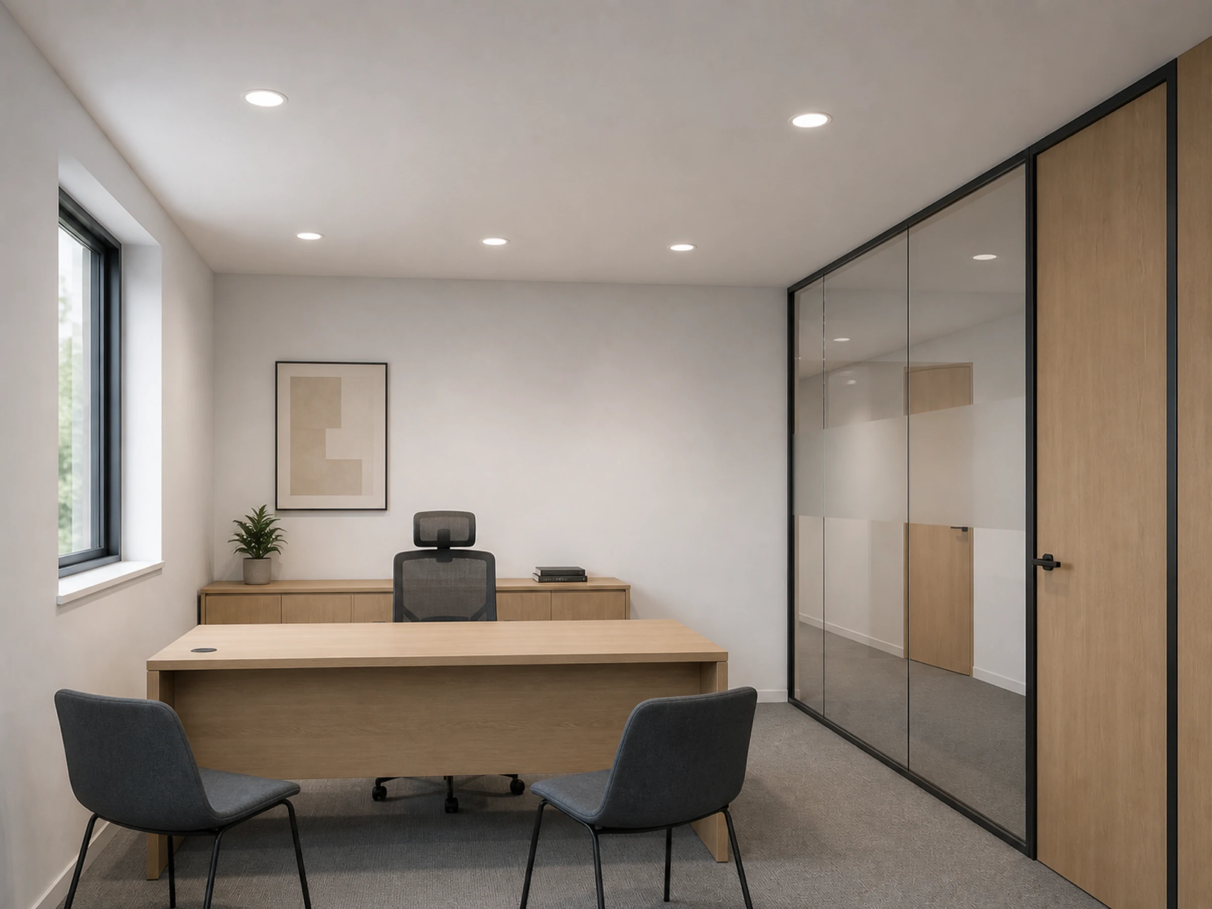Efficy recessed downlights used in a private office