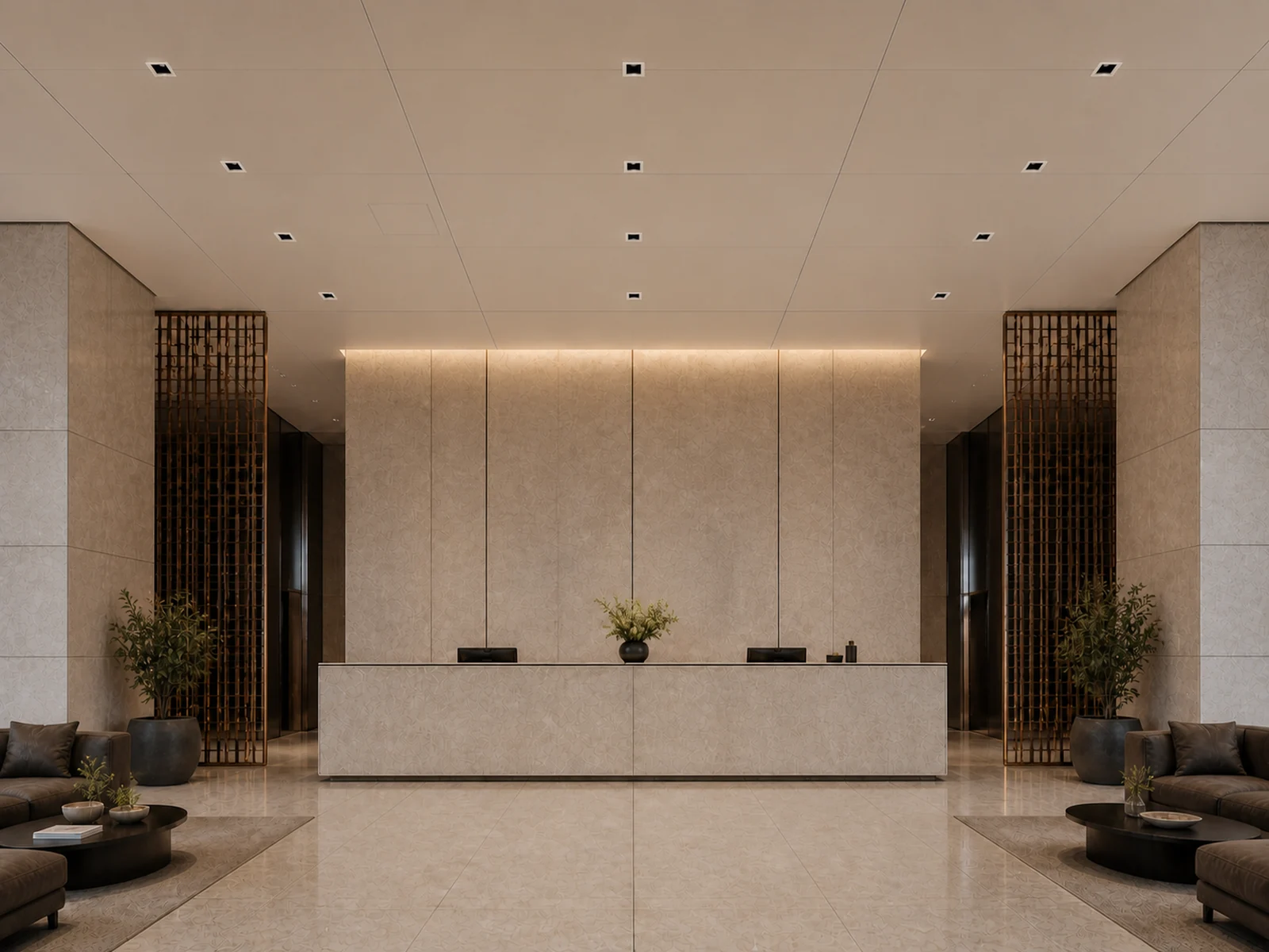 Dark II recessed downlights used in a hospitality reception