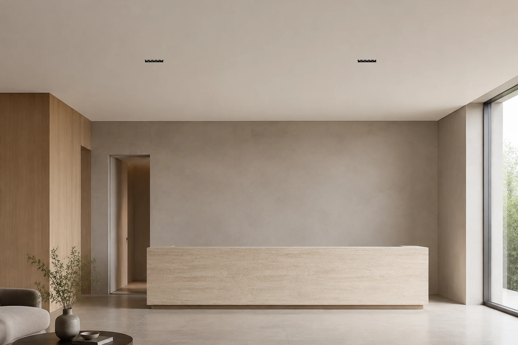 Blade linear downlights in a contemporary reception interior