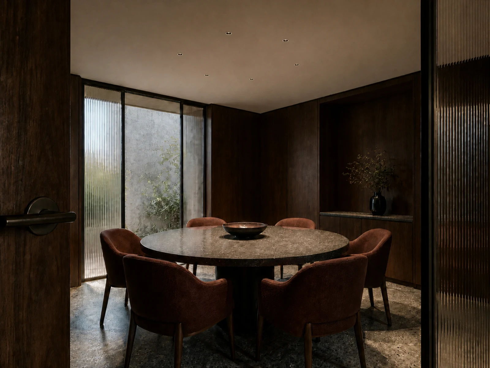 Downlights empotrados Pino en un comedor contemporáneo