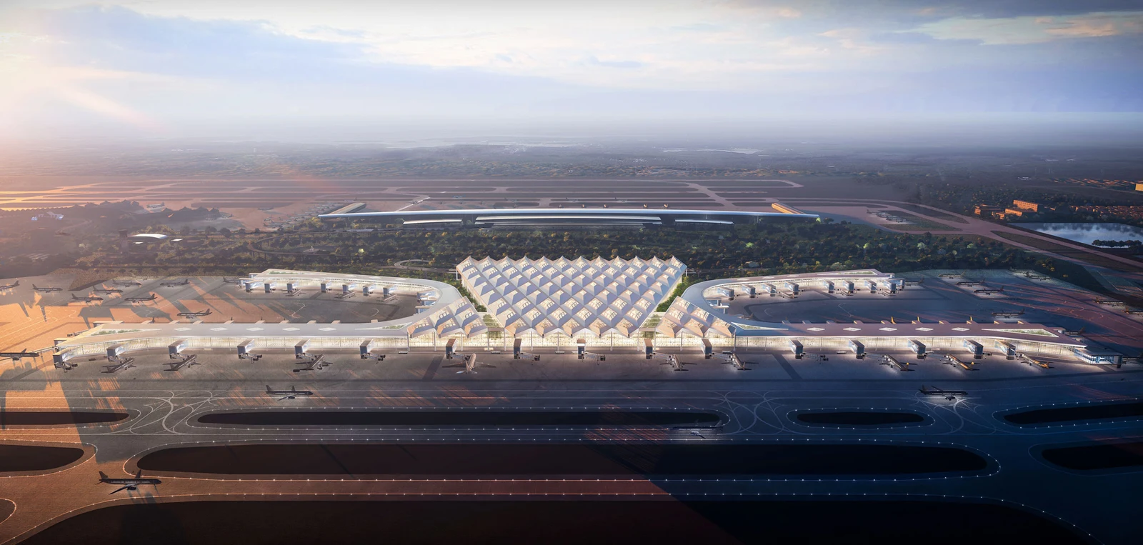 Airport terminal and apron design visualization