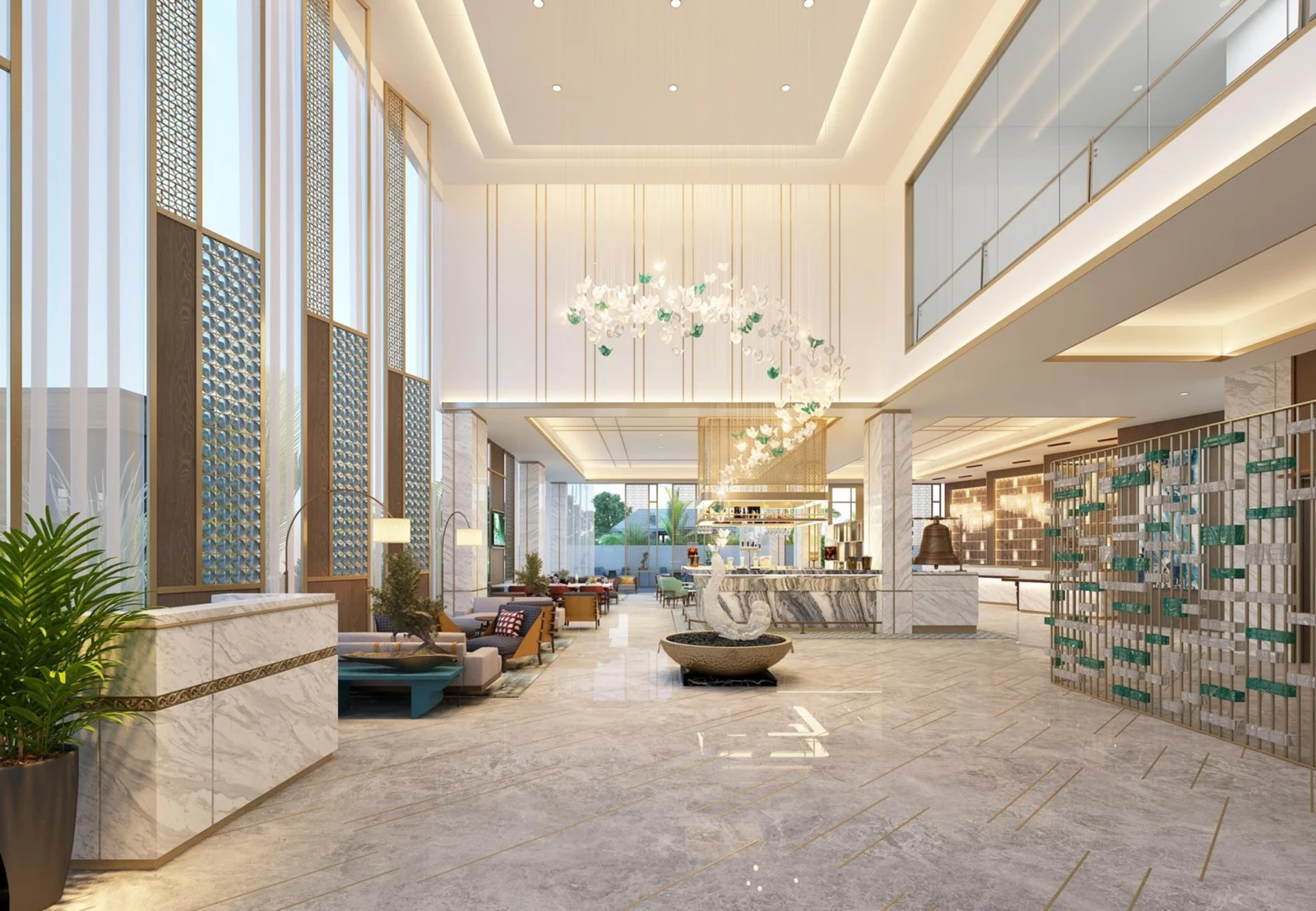 Lobby interior design rendering