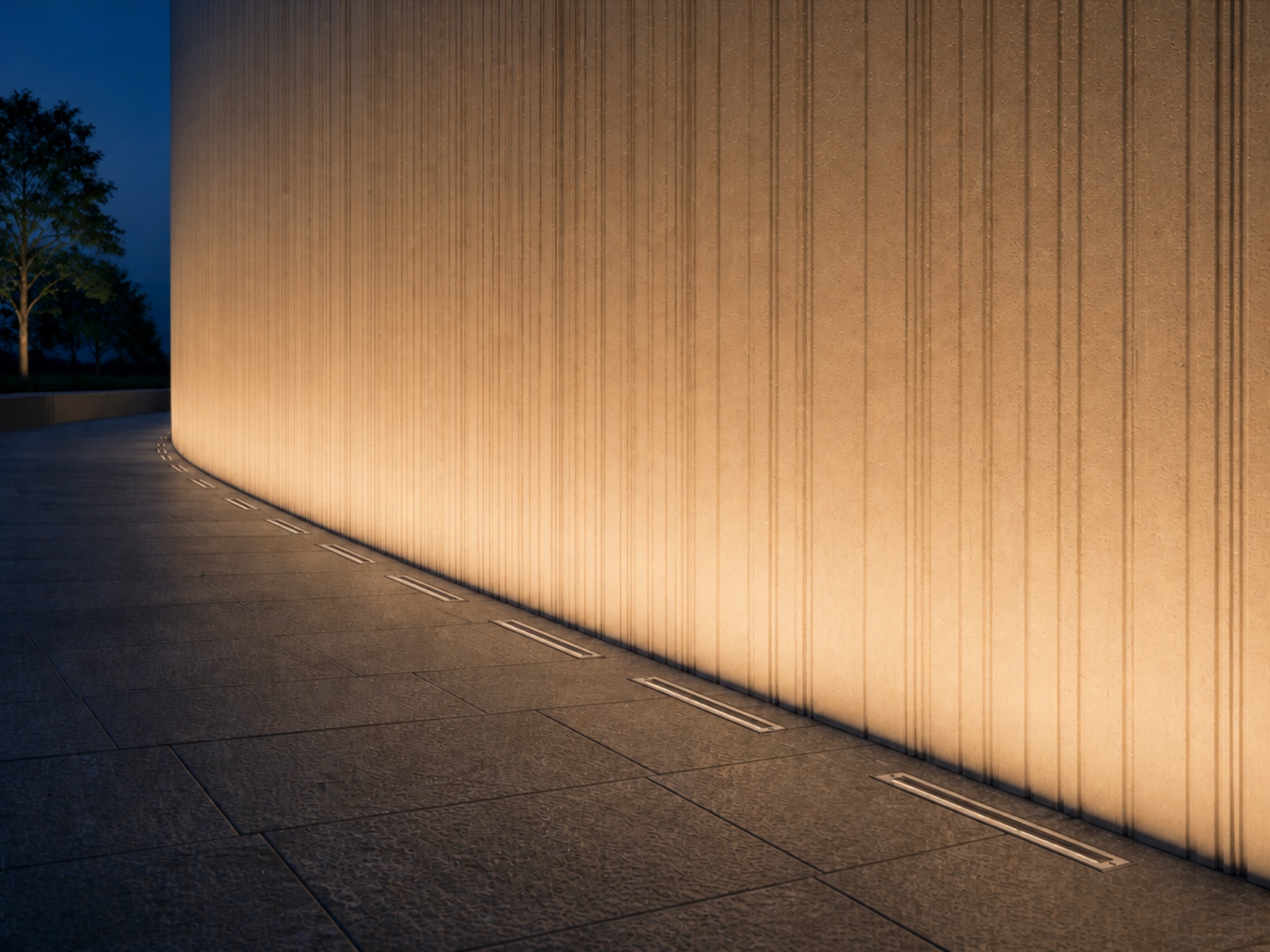 IG03 linear in-ground lighting on an exterior wall