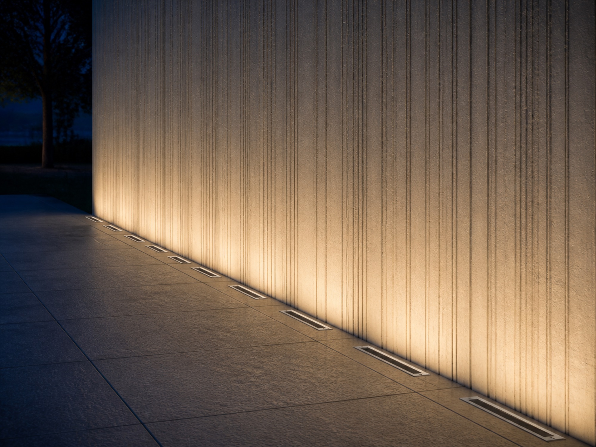 IG03 linear in-ground lighting at a compact landscape edge