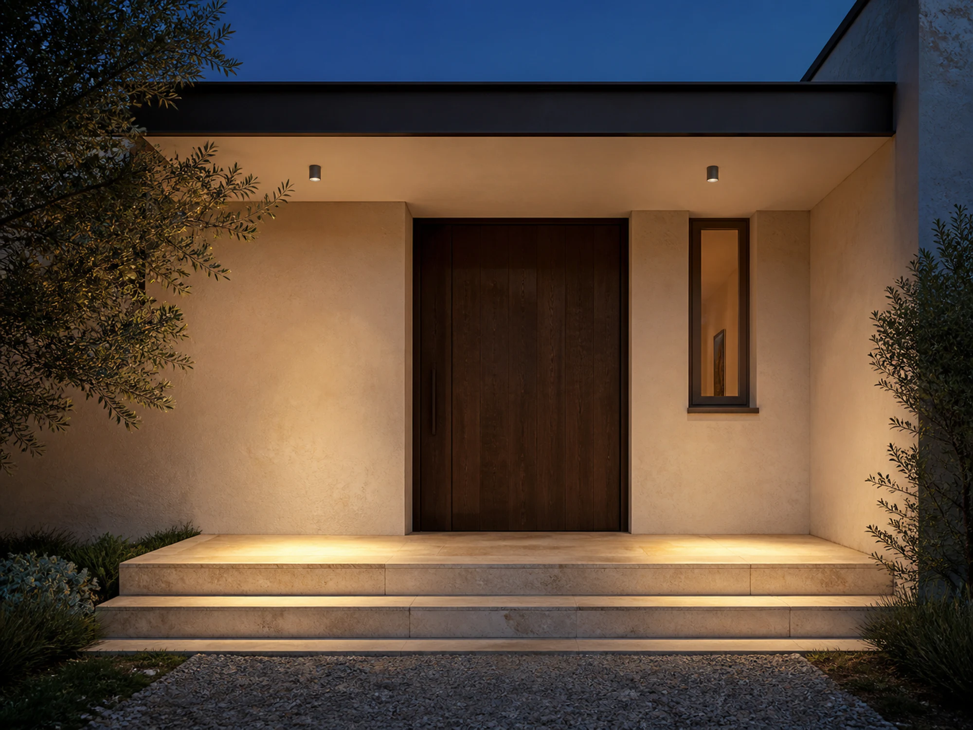 ODL01-10W surface downlights at a residential entrance at dusk
