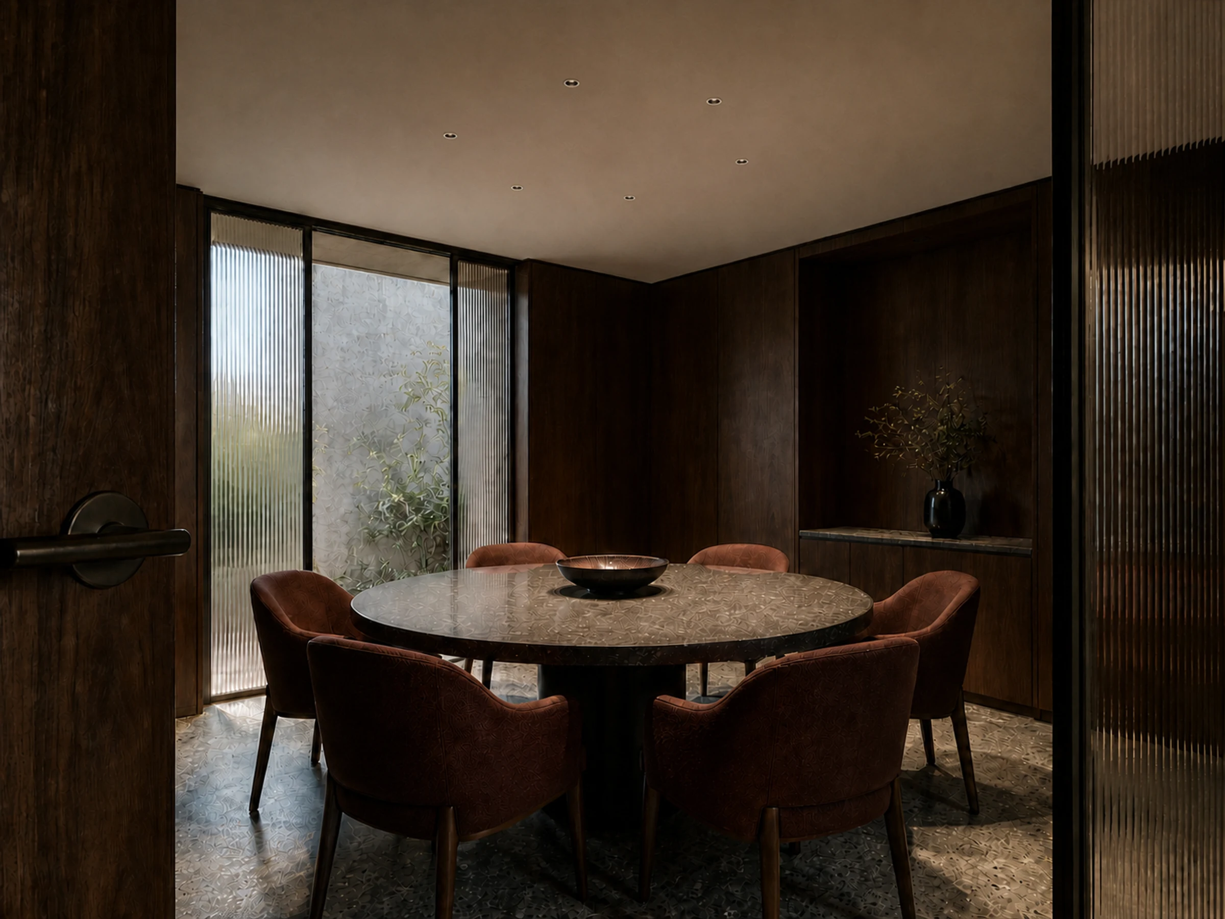 Pino recessed downlights used in a contemporary dining room