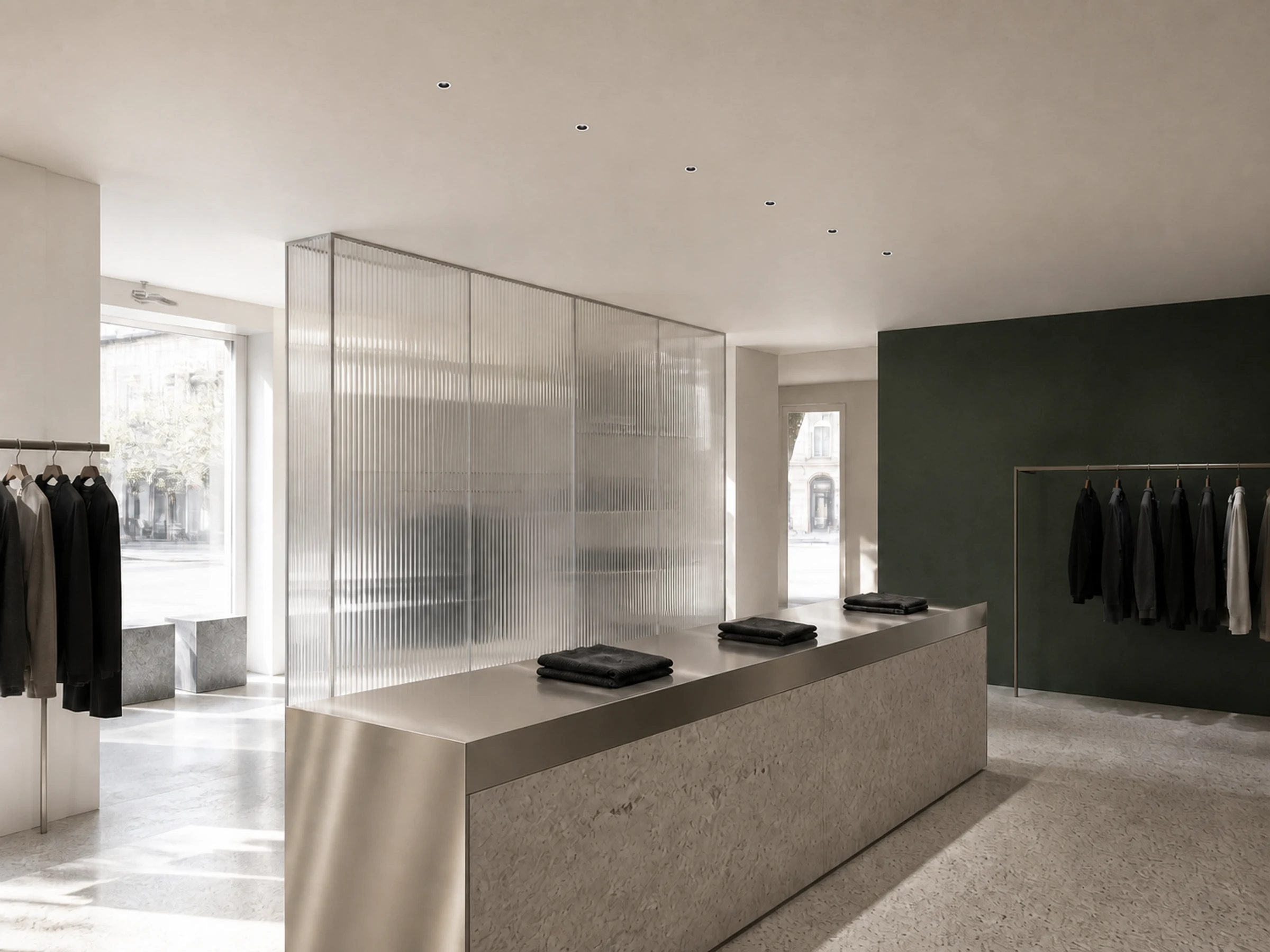 Pino recessed downlights used in a bright retail showroom