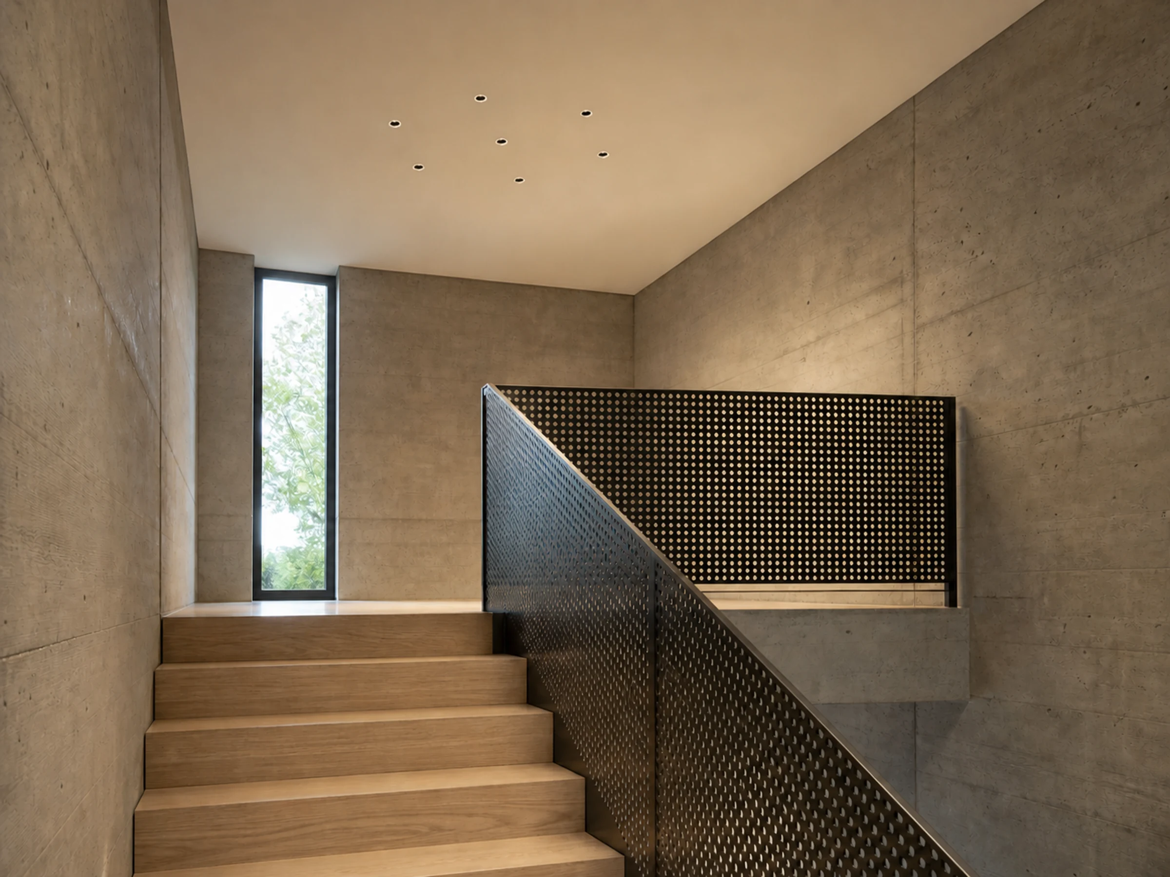 Pino recessed downlights illuminating a contemporary stair landing