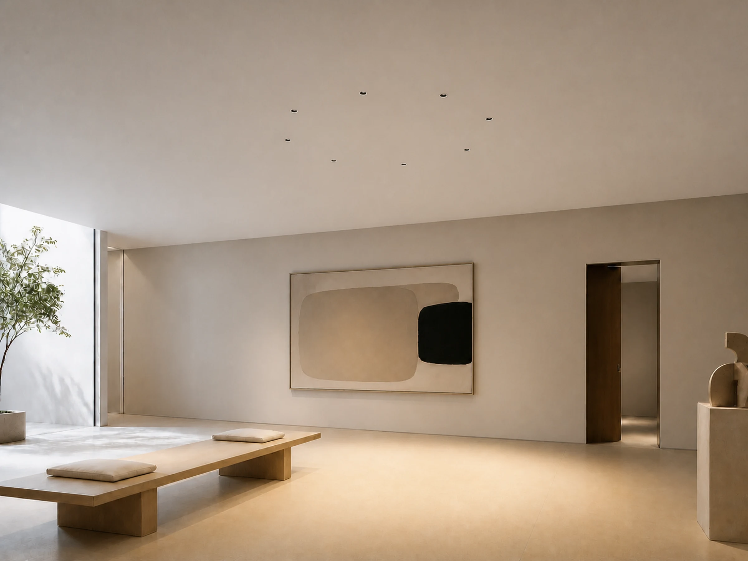 Pino XS recessed downlights used across a quiet contemporary interior