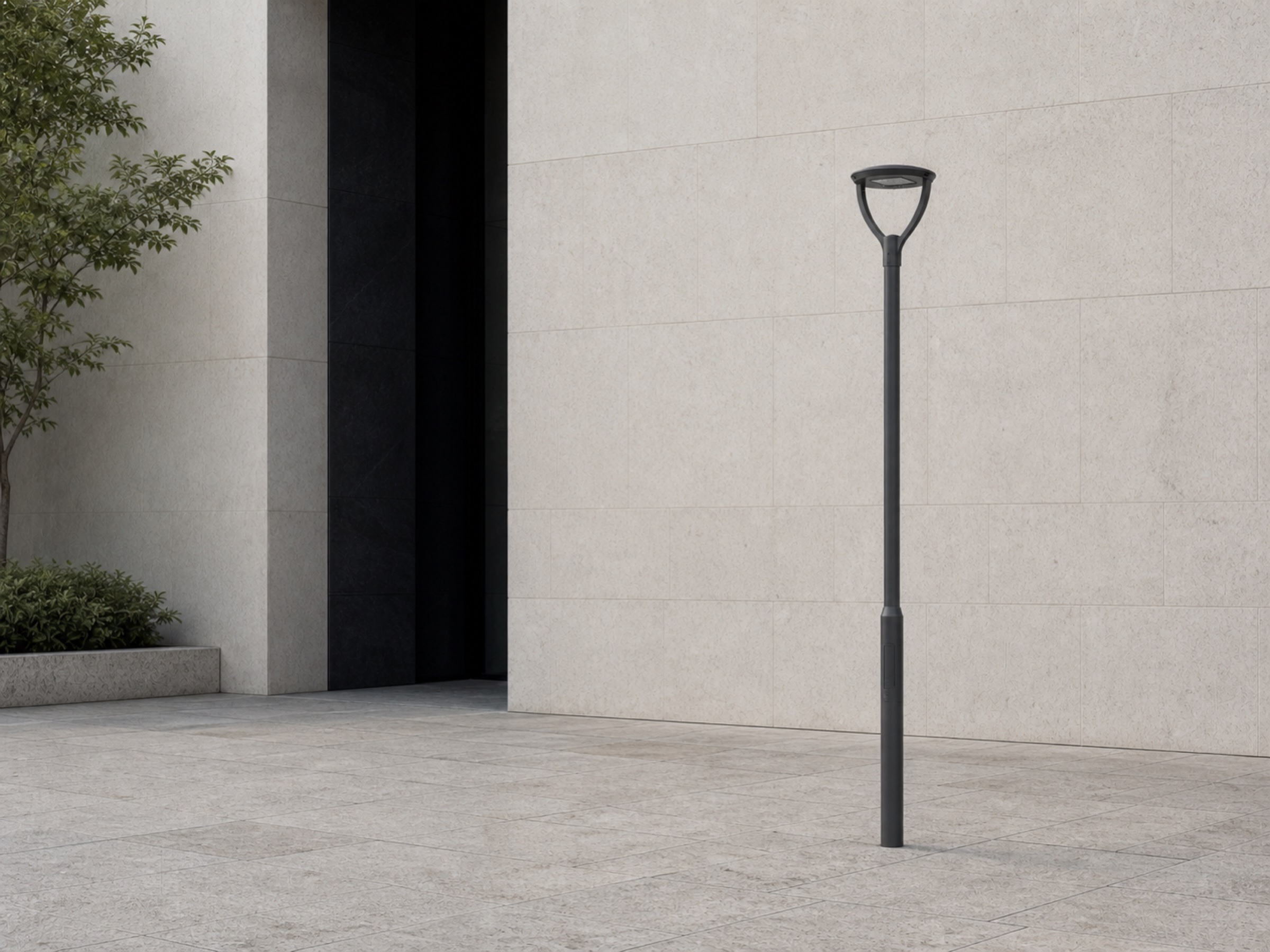 PT01B post-top light in an outdoor setting