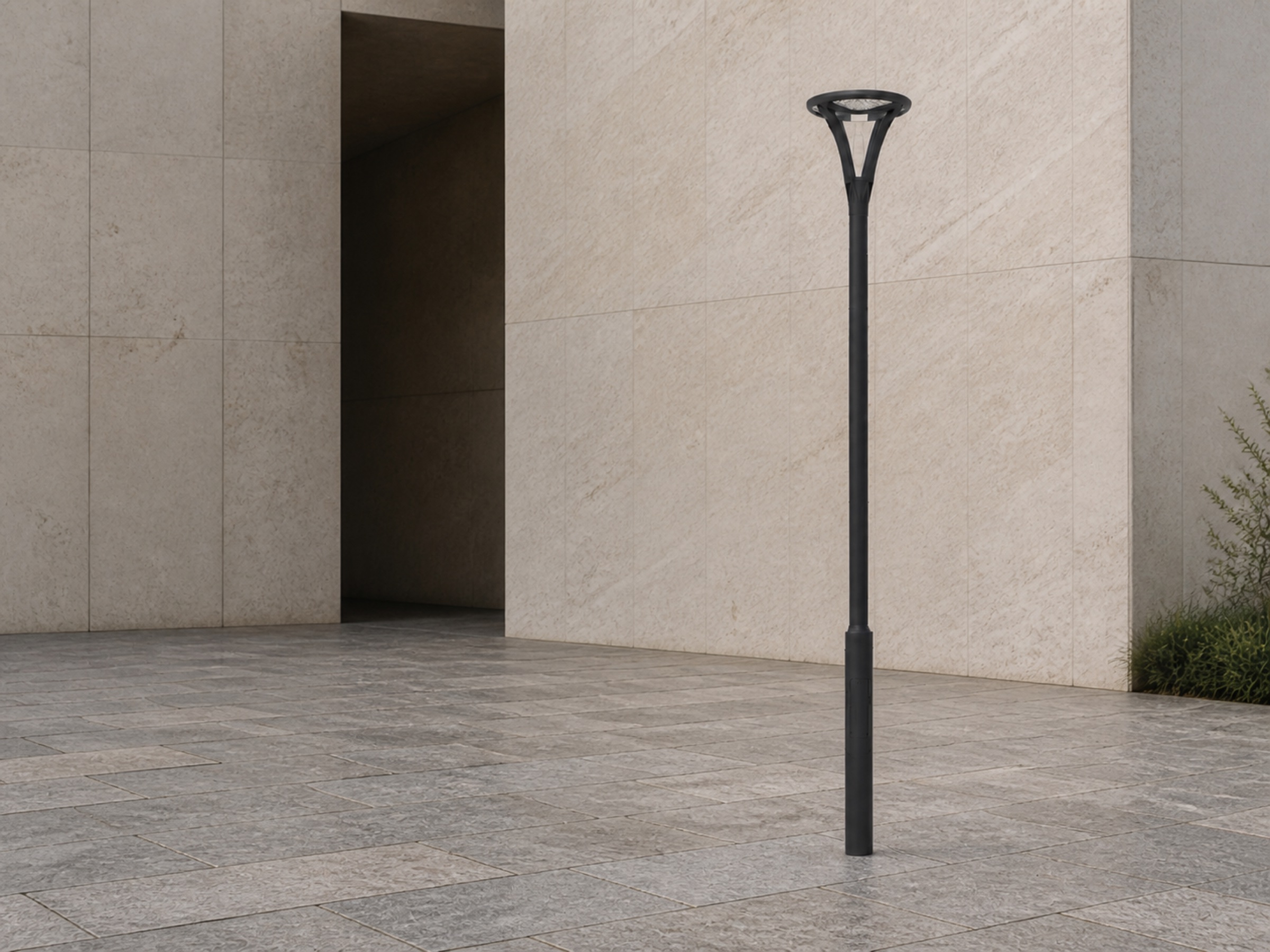 PT02 post-top light in an outdoor setting