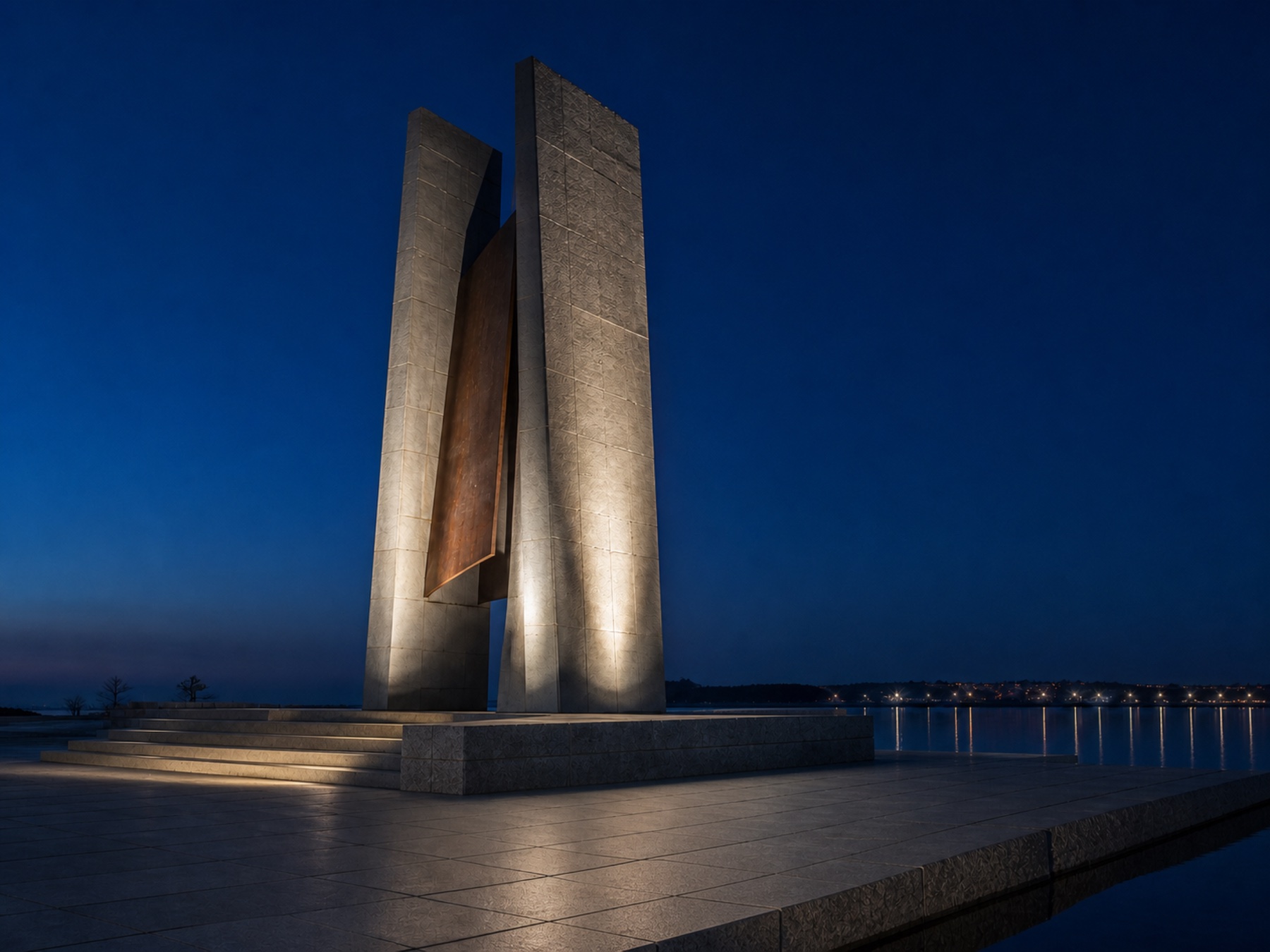 Monument lighting illuminated with outdoor projectors