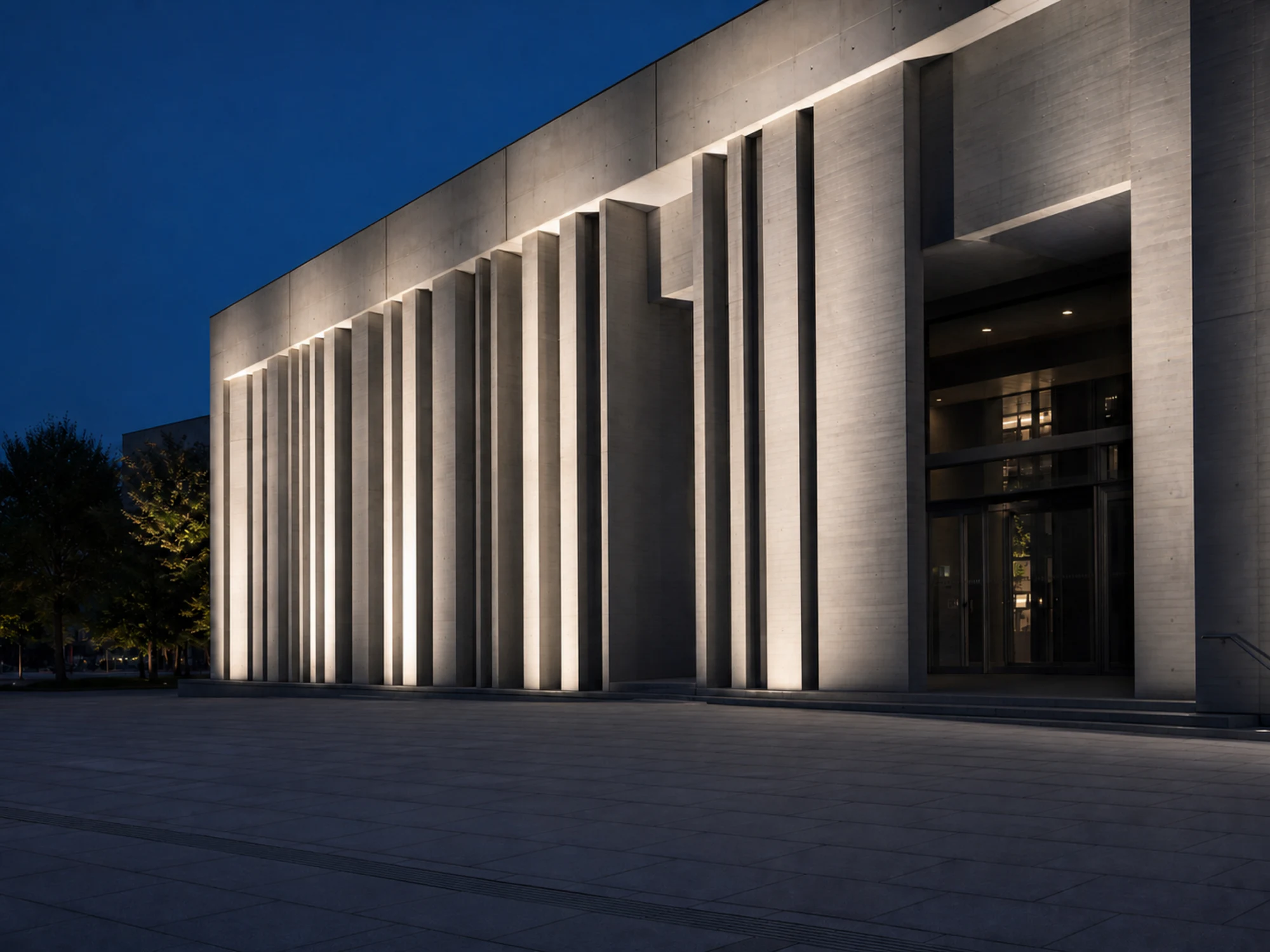 PJ05 family application context on an illuminated civic facade
