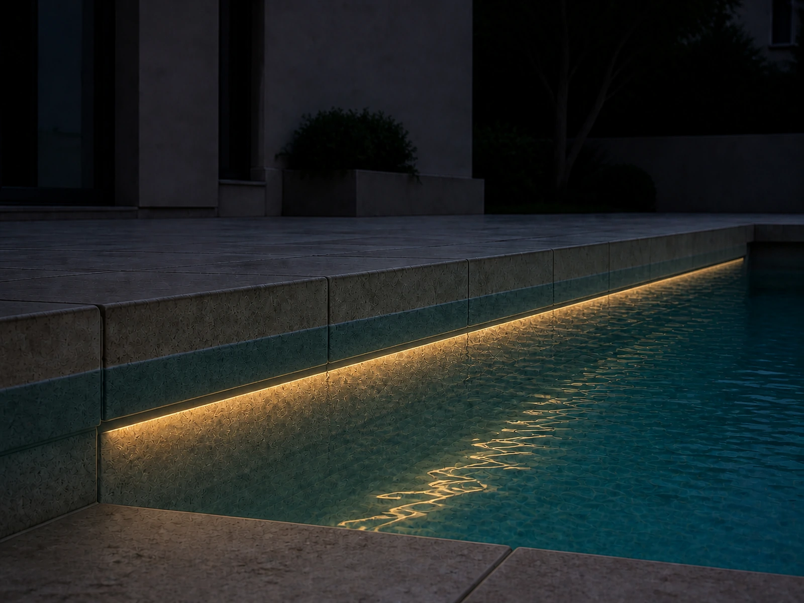 Underwater Neon IP68 installed along a submerged pool wall