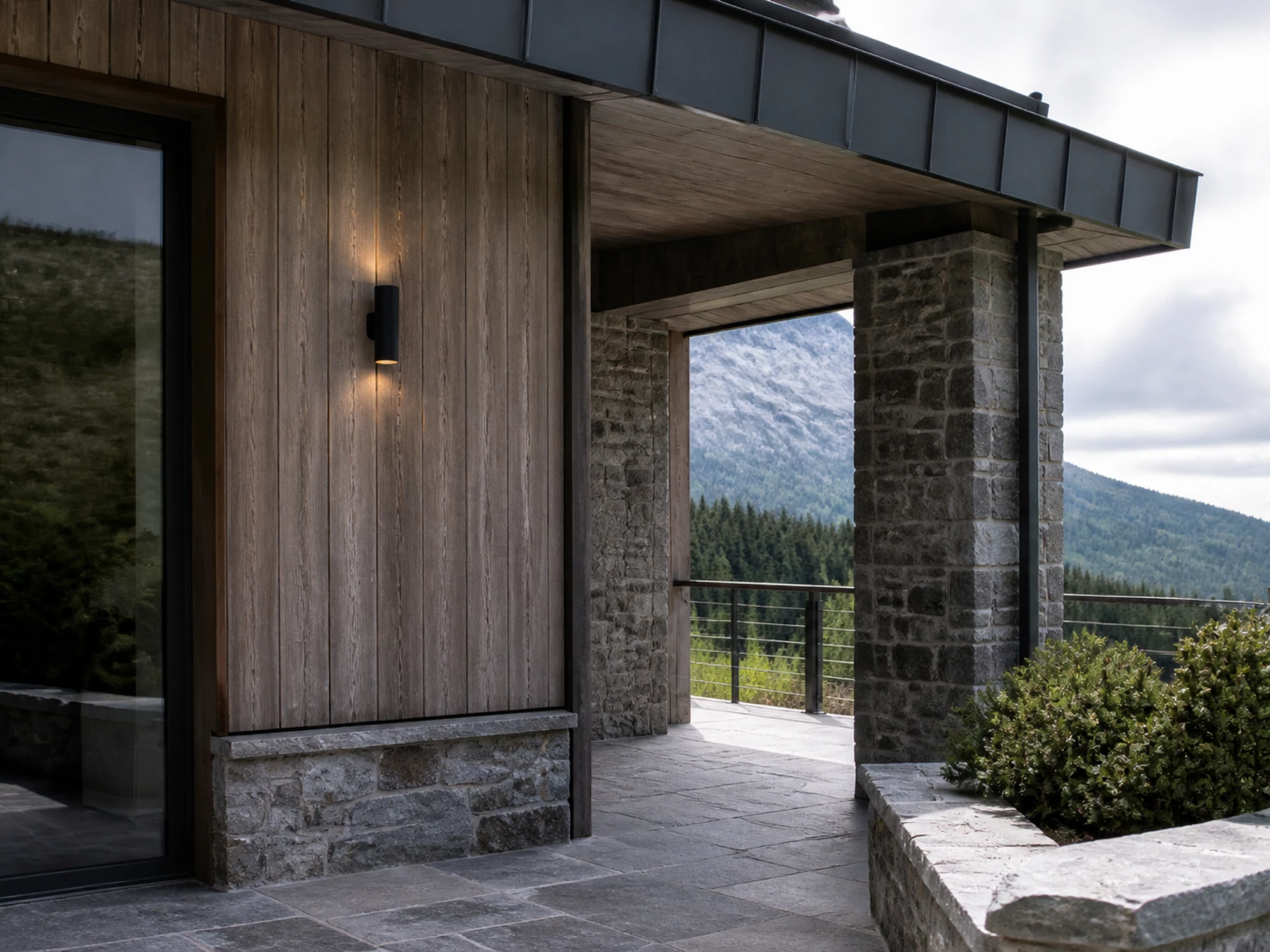 WL07D wall light integrated into a timber residential facade in daylight