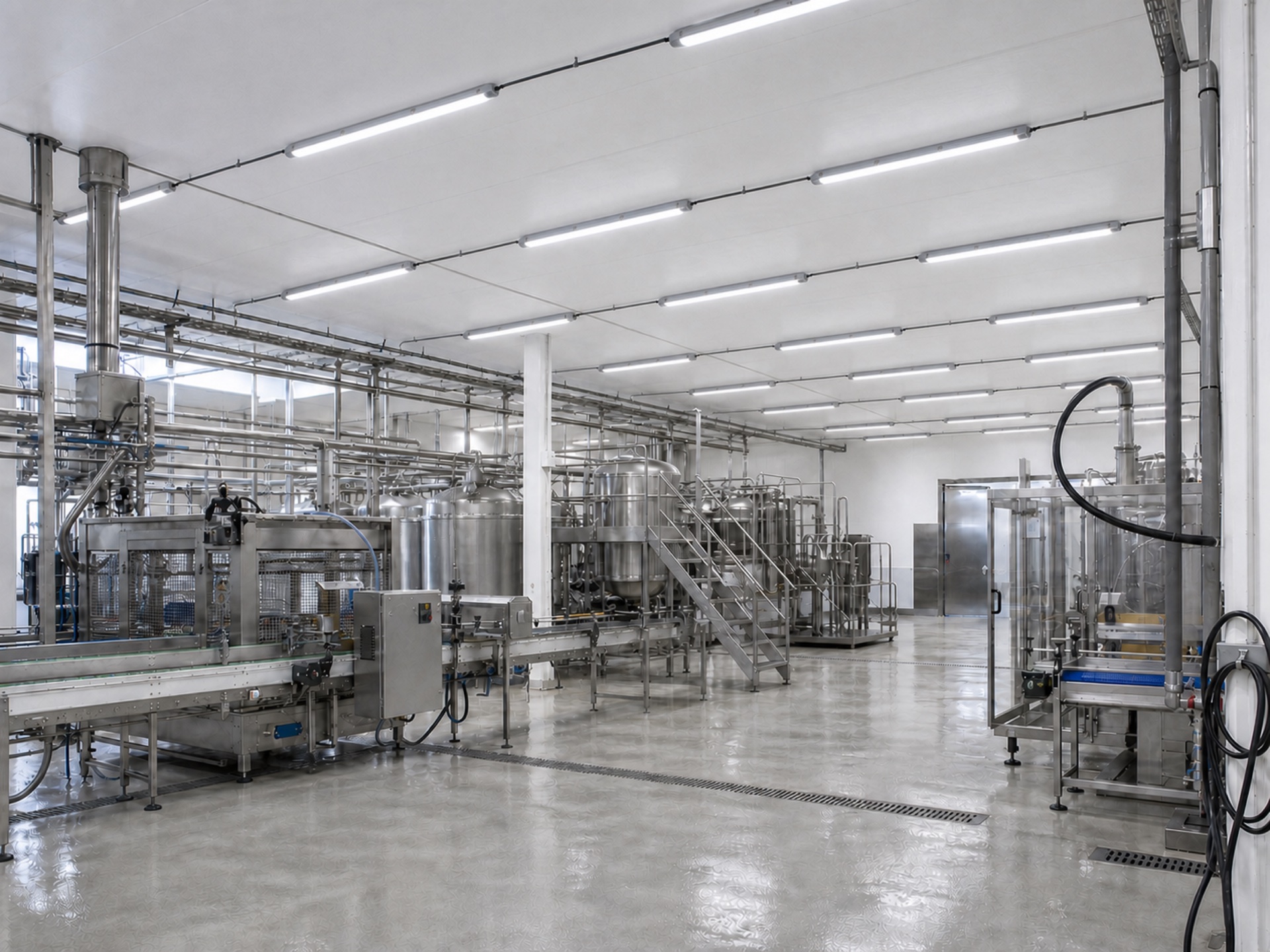 WP01-60W waterproof fixtures in an industrial lighting application
