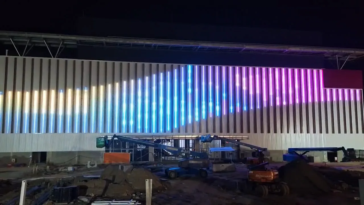 Dynamic RGB facade lighting test at AEON Hai Duong