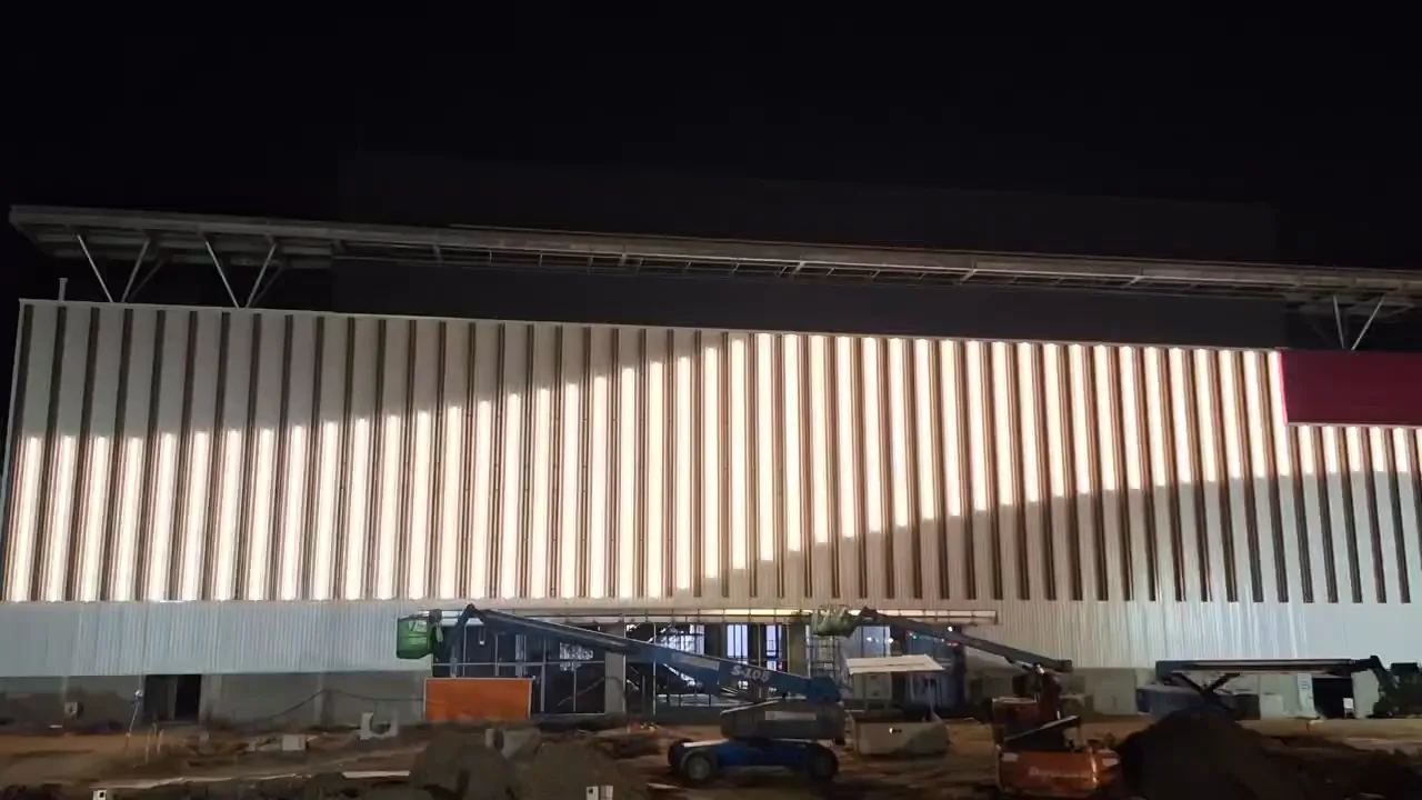 Warm white facade lighting test at AEON Hai Duong