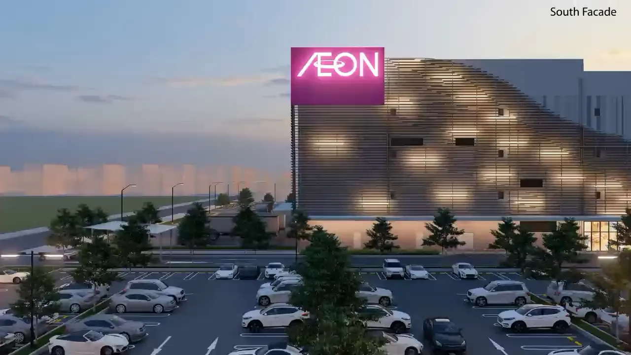 South facade lighting visualisation for AEON Thanh Hoa
