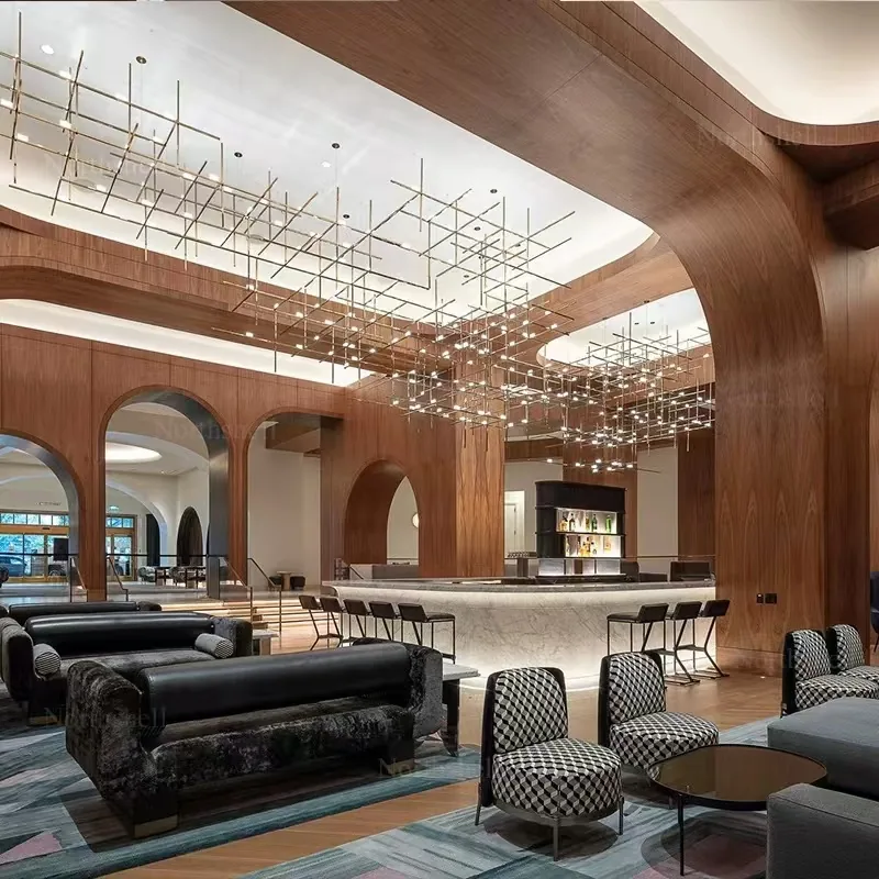 Contemporary decorative lighting within the restored Panama hotel